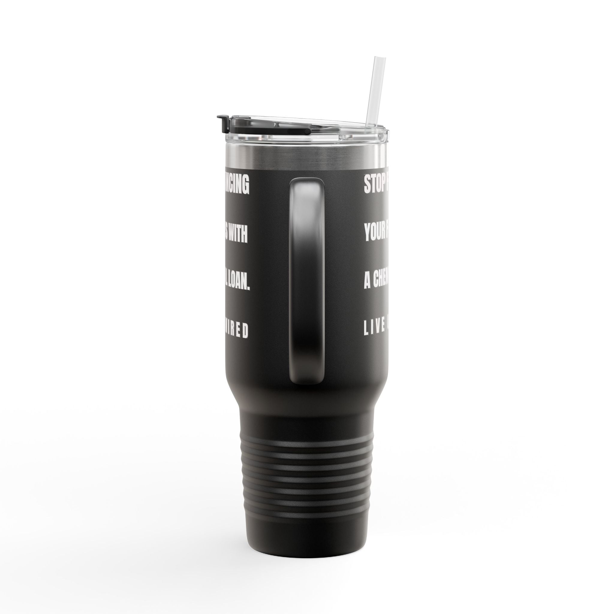 Flushing Out The Chemical Loan 40oz Tumbler | Caffeine Detox Travel Mug for Decaf Life